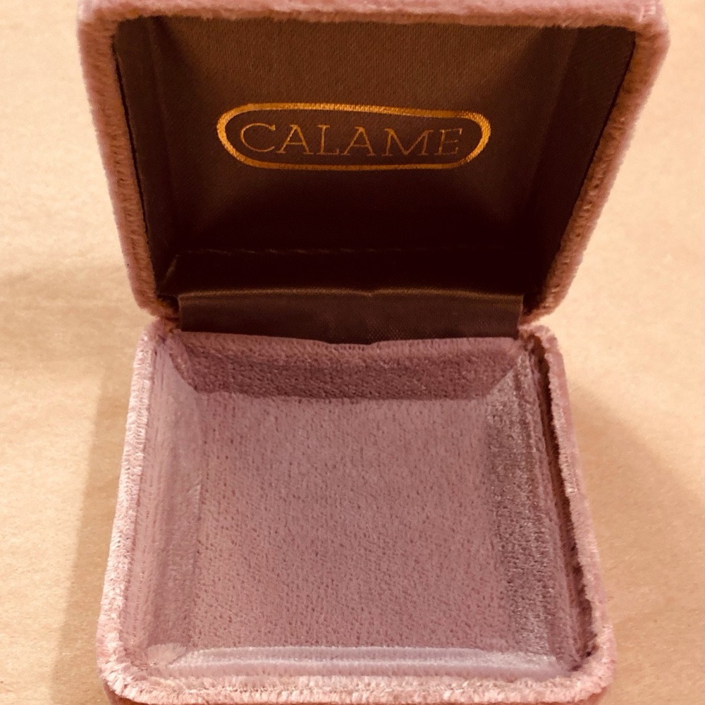 Calame pale rose velvet gift jewelry box, for ring or cuff links